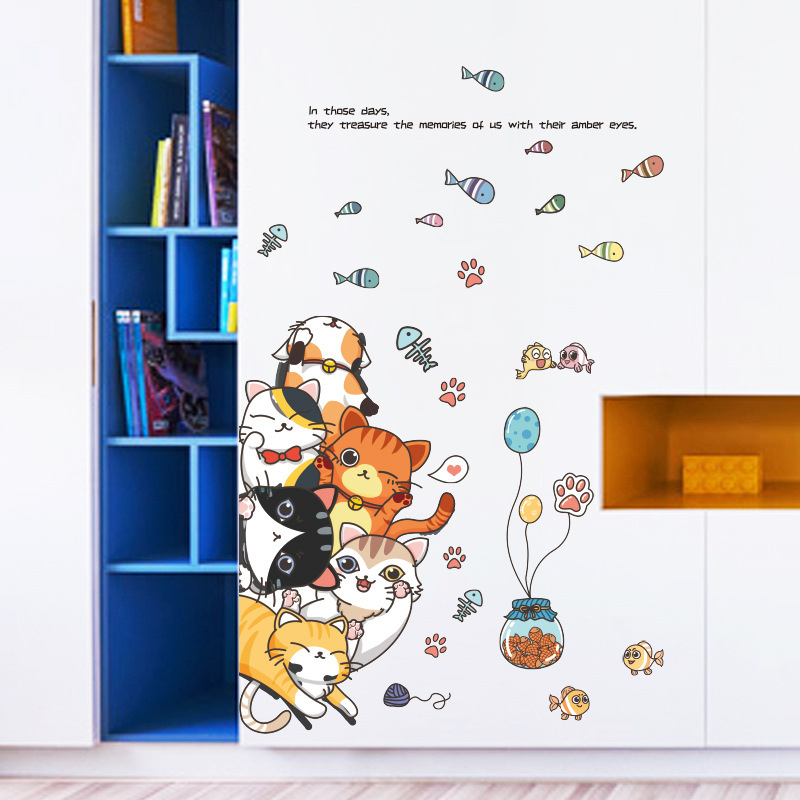 WALLSTICKER WALL STIKER STICKER SETIKER DINDING HIASAN TEMPELAN DEKORASI RUMAH PINTU ANIMAL 1 KACA RUANG TIDUR TAMU ANAK ANAK COWOK CEWEK PREMPUAN DEKOR LEMARI TANGGA WALLSTIKER WALSTICKER MOTIF CAT KUCING LUCU KEKINIAN KADO UNIK ULANG TAHUN @banyak