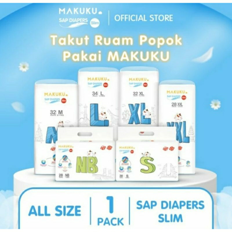 makuku sap diapers slim nb /s /m /l /xl /xxl