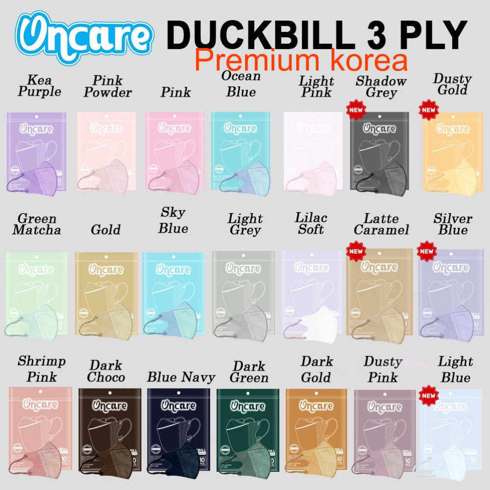 GEMINIJKT-MASKER DUCKBILL ONCARE PREMIUM 1Pack Isi 10 PCS DEWASA Warna Warni Face Mask Duck Bill Earloop