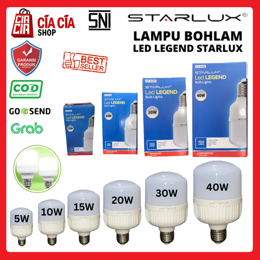 STARLUX LED LEGEND 5W 10W 15W 20W 30W 40W Lampu Bohlam LED Lampu LED Bohlam LED Capsule