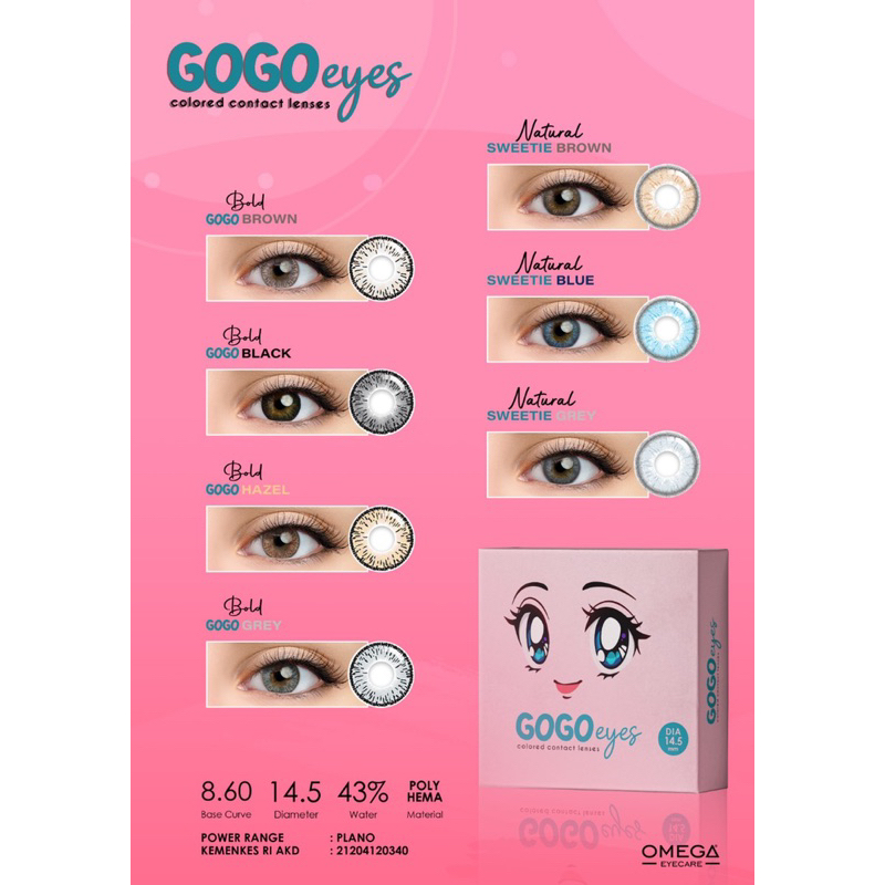 Softlens Gogo Eyes by Omega / Diameter 14.5mm / FREE LENSCASE / NORMAL ONLY