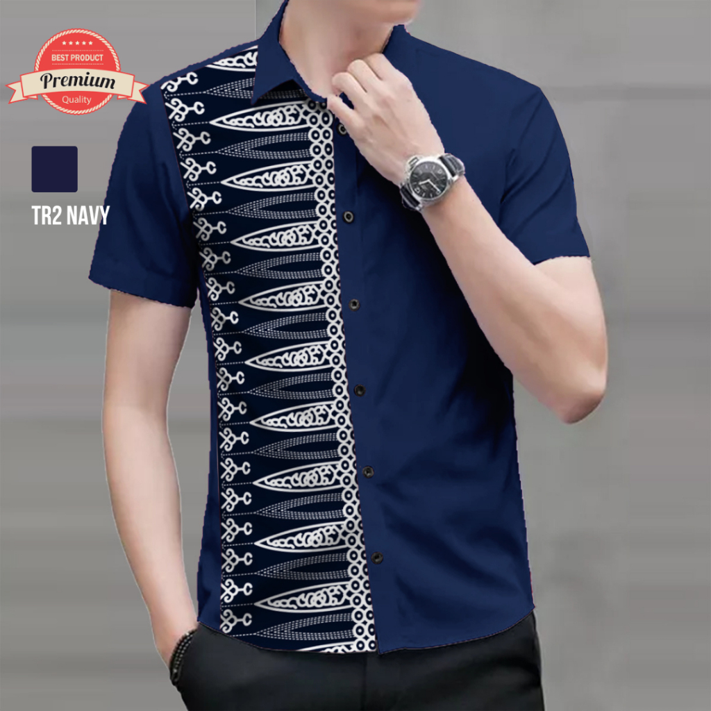 BLA309 Angelaco Kemeja Batik Lengan Panjang Pria Batik Etnik Pria Motif Toraja & NTT