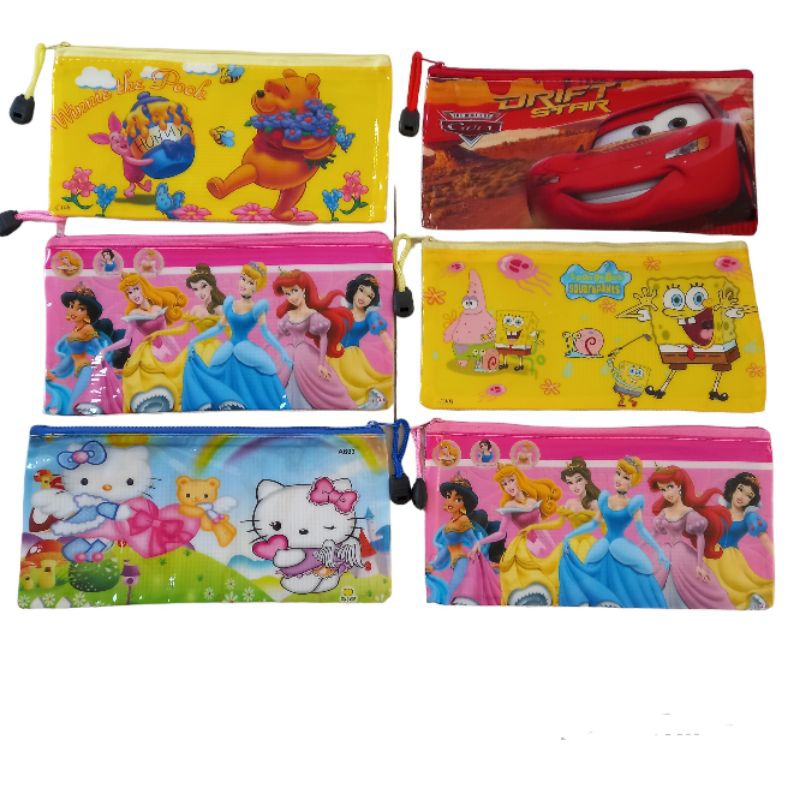 

Tempat pensil sleting jala karakter / pencil case jala resleting karakter cewe cowo / kotak pensil karakter mika plastik