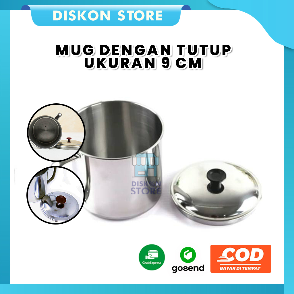 Mug Stainless Stell Ukuran 9 cm |Souvenir Mug Hadiah Pernikahan | Gelas Cangkir Kopi Bertutup | Gela