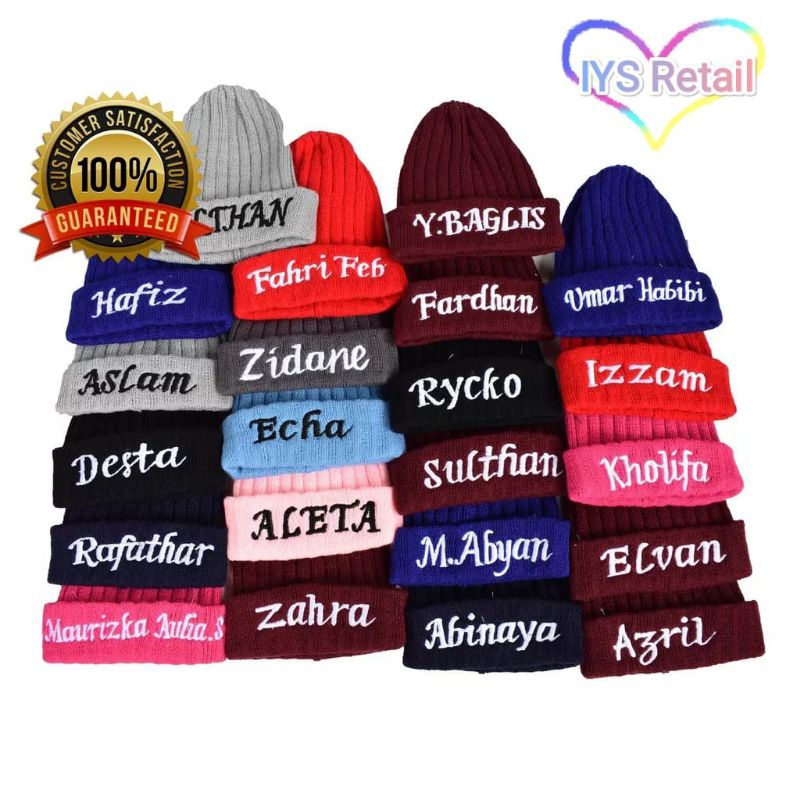Topi Bordir Nama Custom Model Kupluk / Topi Custom Nama