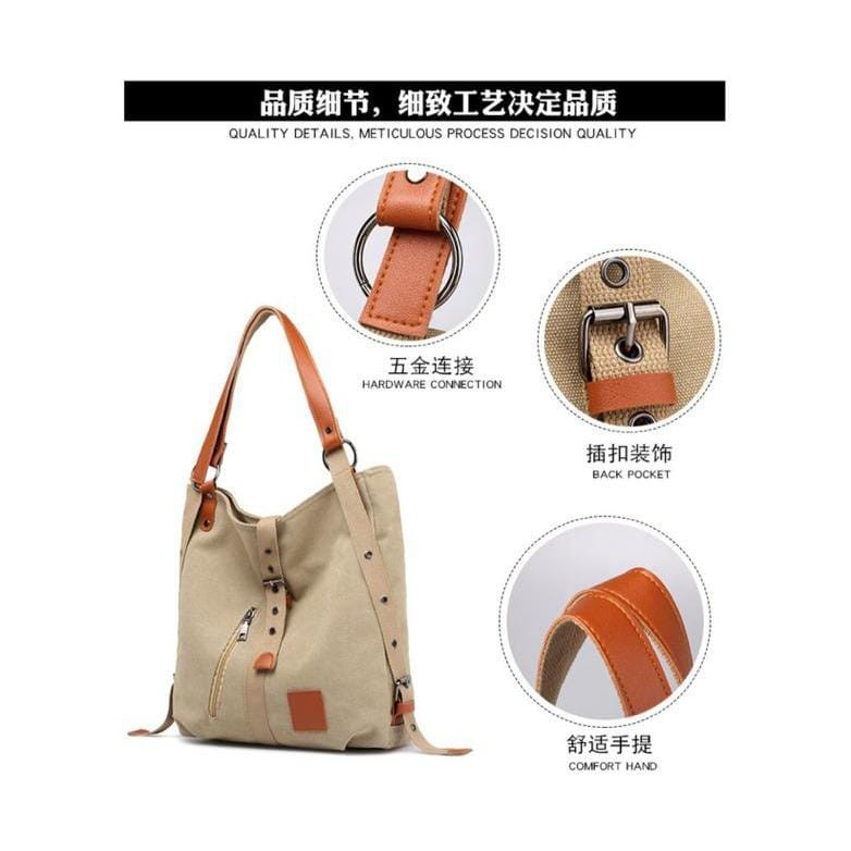 Tas Canvas bag Wanita bisa Ransel dan Selempang