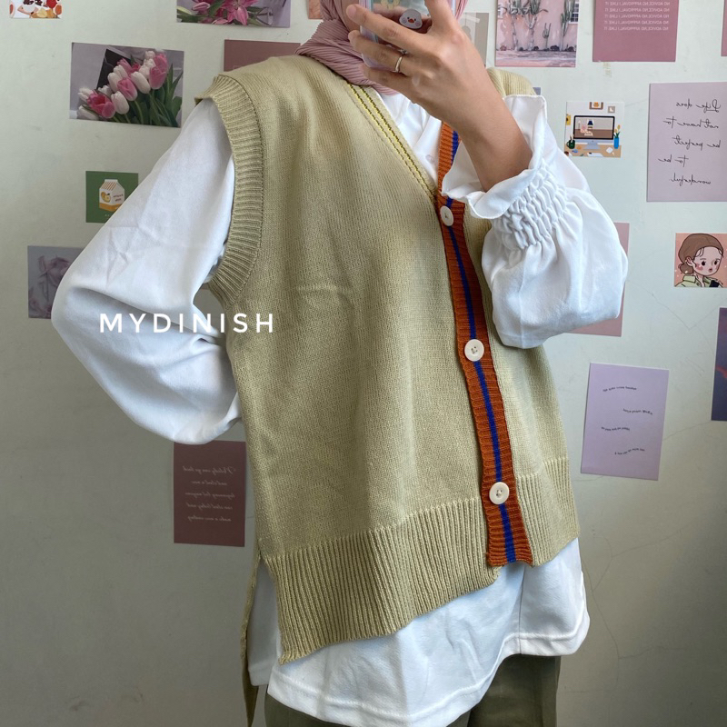 Ayumi Vest - Rompi Wanita Rajut Korean Style