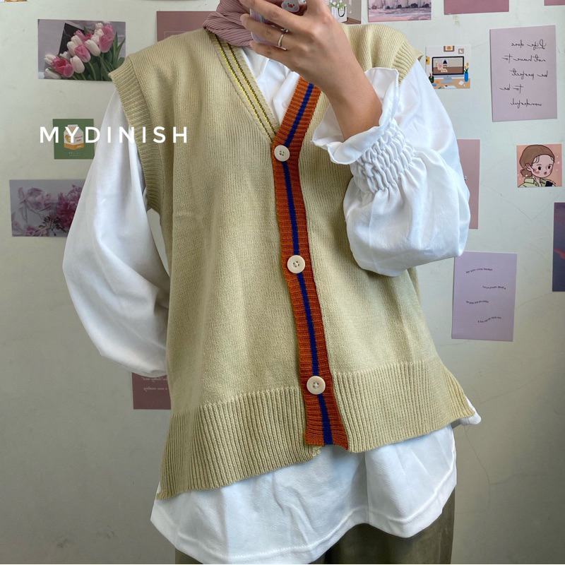 Ayumi Vest - Rompi Wanita Rajut Korean Style