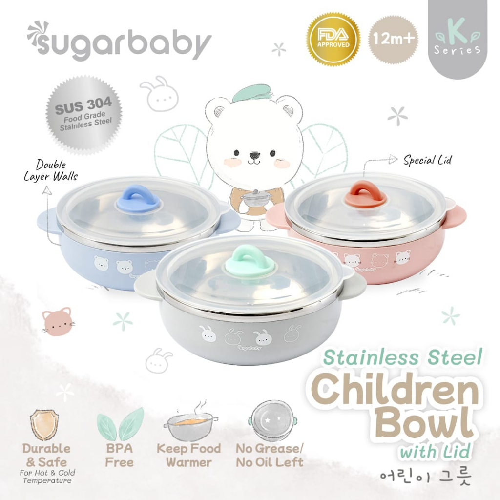 Sugar Baby Stainless Steel Children Bowl - Sugarbaby Mangkok Stainless Anak - Perlengkapan MPASI