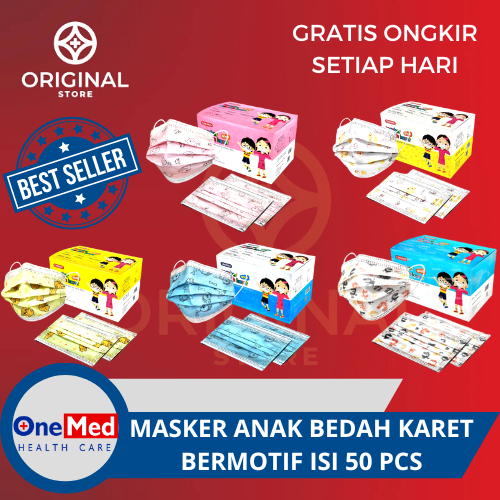 MASKER ANAK KARET MOTIF LUCU ONEMED ISI 50 PCS