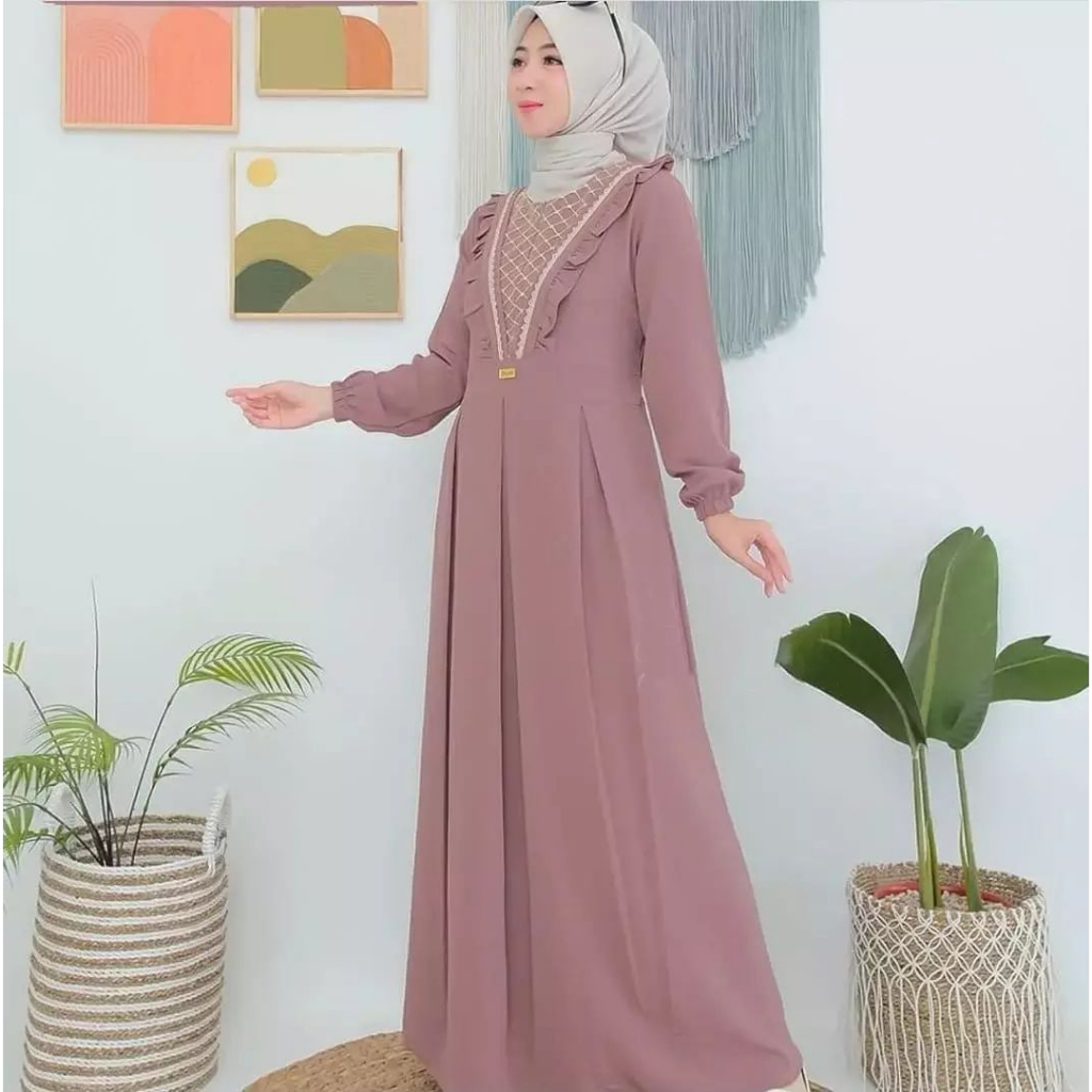 MONACO DRESS GAMIS CRINKLE AIRFLOW PREMIUM DRESS WANITA TERBARU 2023 GAMIS WANITA BAHAN CRINGKLE APLIKASI BORDIR MEWAH