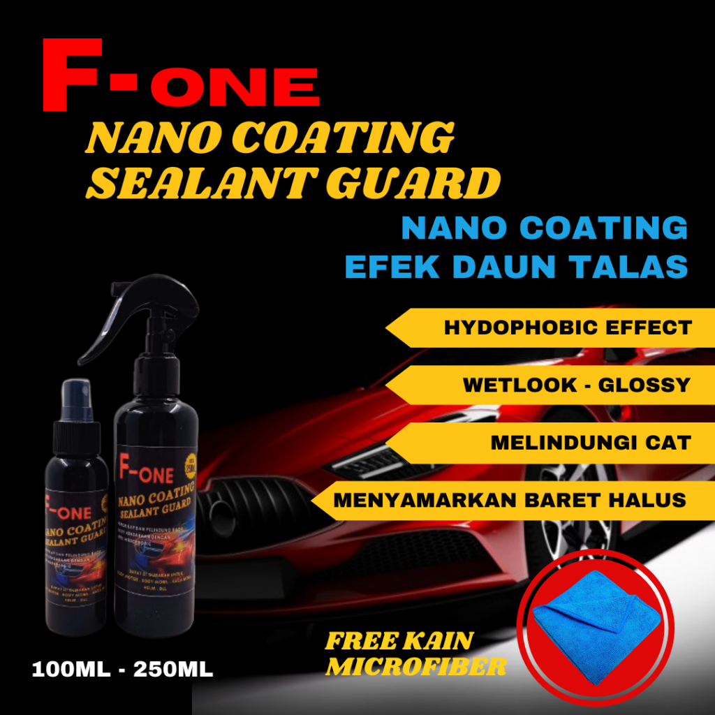 Nano Coating Cairan Pengkilap Body Mobil &amp; Motor Efek Hydrophobic and Paint Protection Pelindung Anti Air Hujan kaca Mobil efek daun talas