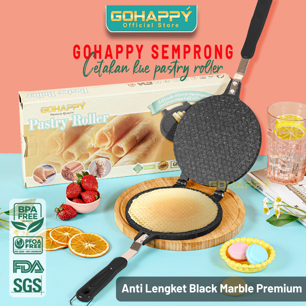 Cetakan kue semprong Black Jasmine Anti lengket Gohappy 'egg roll, jepit , opak gambir