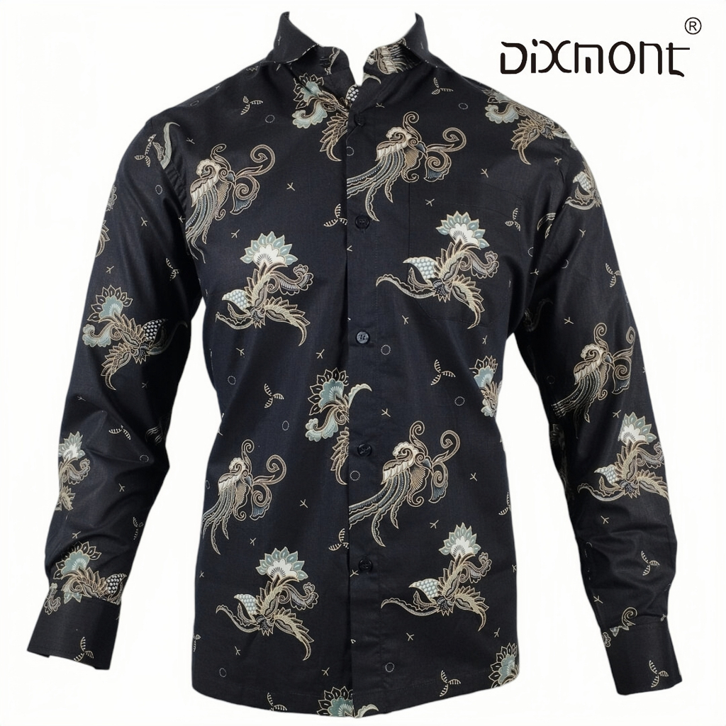 Dixmont Kemeja Pria Batik Panjang Hem BL00423