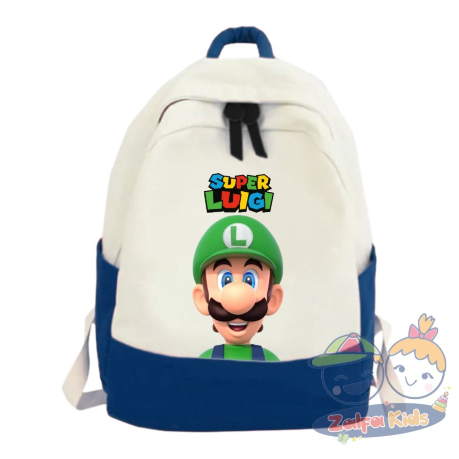 TAS RANSEL BACKPACK SEKOLAH ANAK SUPER LUIGI MARIO BROS FREE NAMA