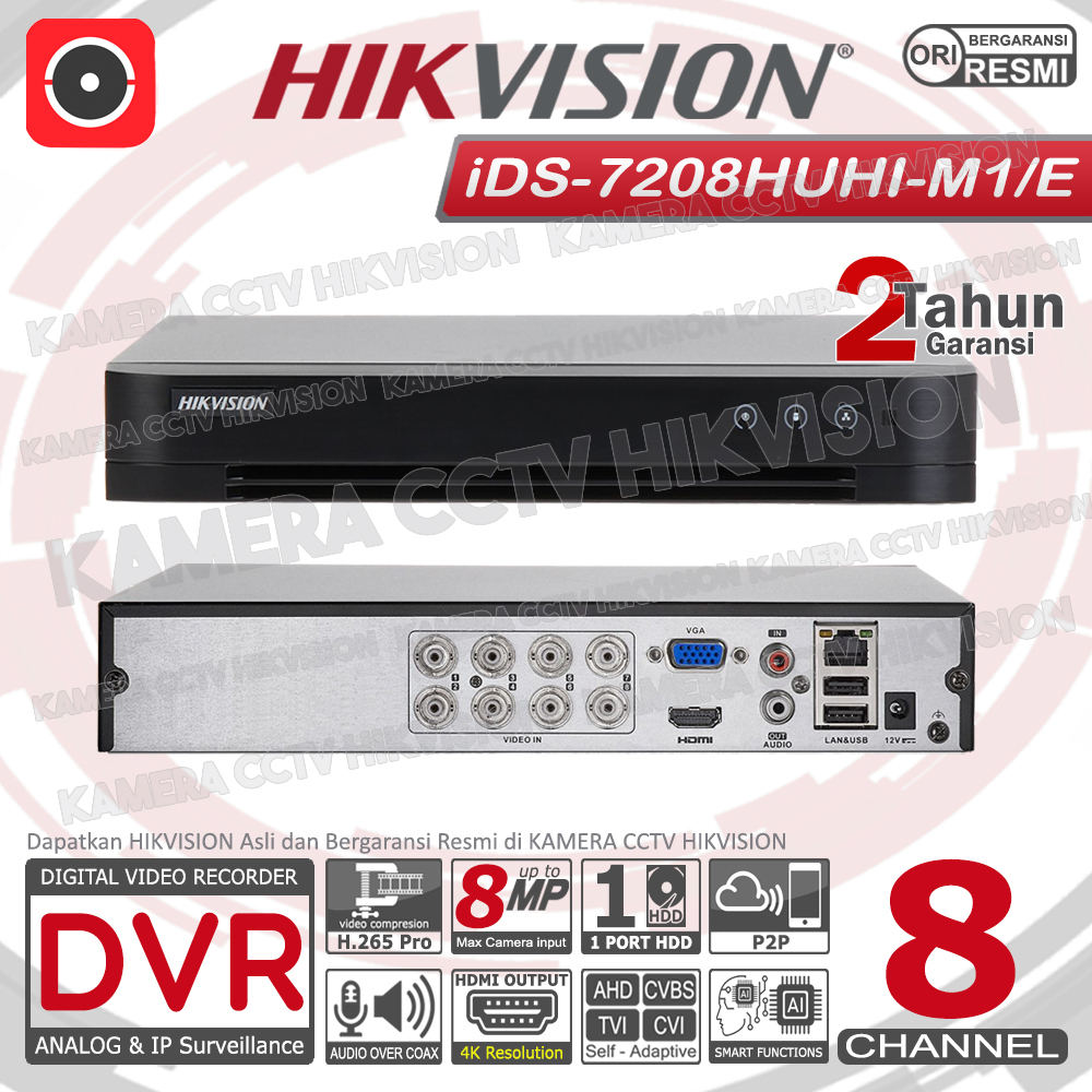 DVR HIKVISION RECORDER CCTV 5MP UP 8MP 8 CHANNEL TURBO HD ANALOG 8CH