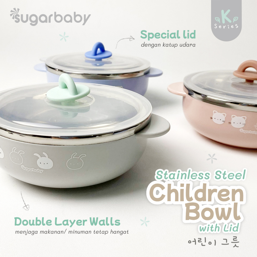 Sugar Baby Stainless Steel Children Bowl/Sugarbaby Mangkok Stainless Anak/Perlengkapan MPASI