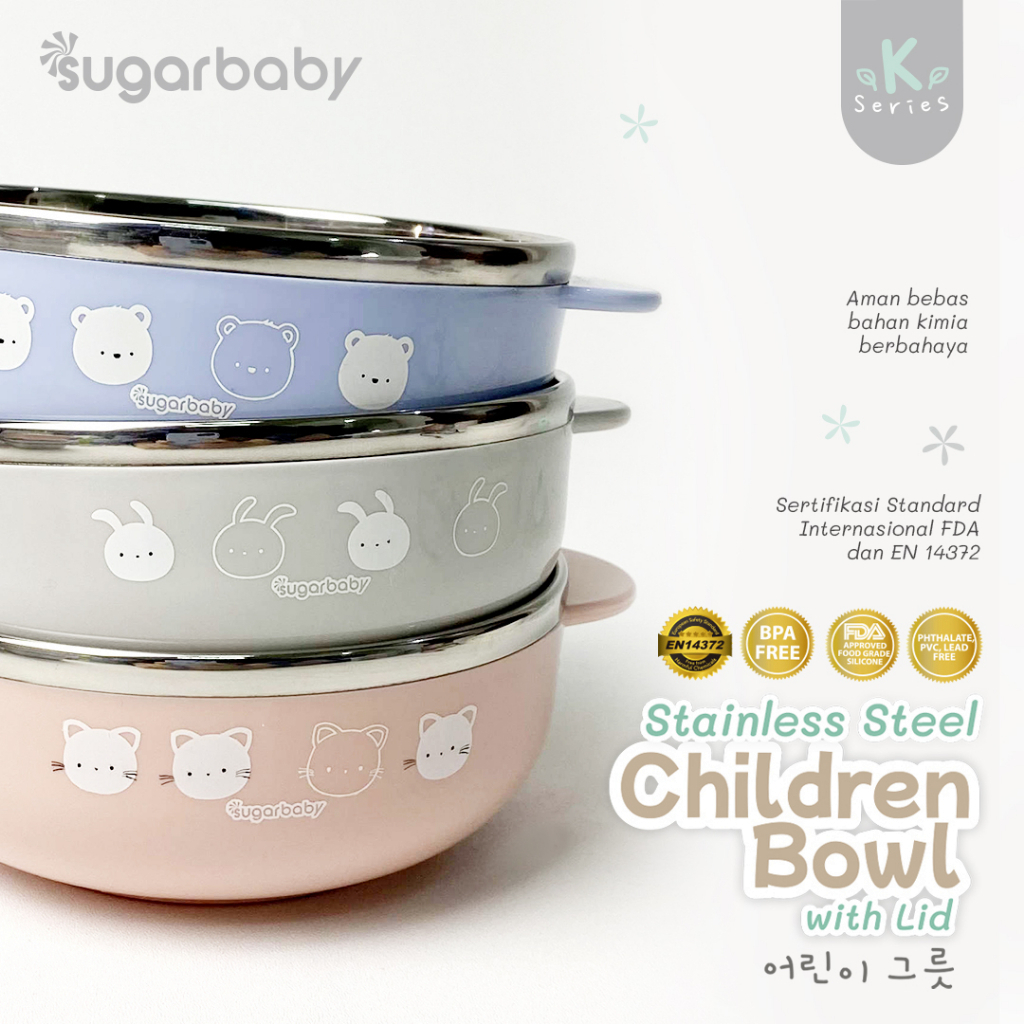 SUGAR BABY STAINLESS STEEL CHILDREN BOWL WITH LID