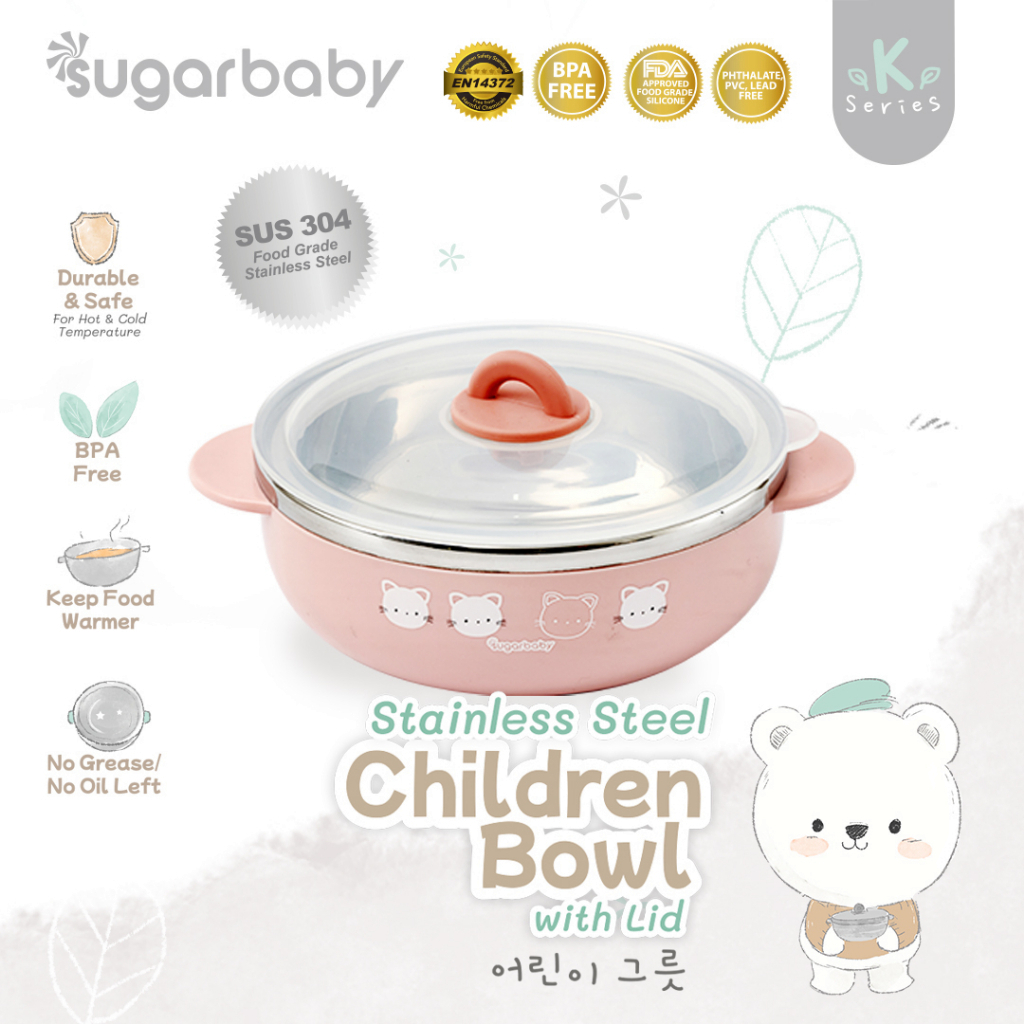 SUGAR BABY STAINLESS STEEL CHILDREN BOWL WITH LID