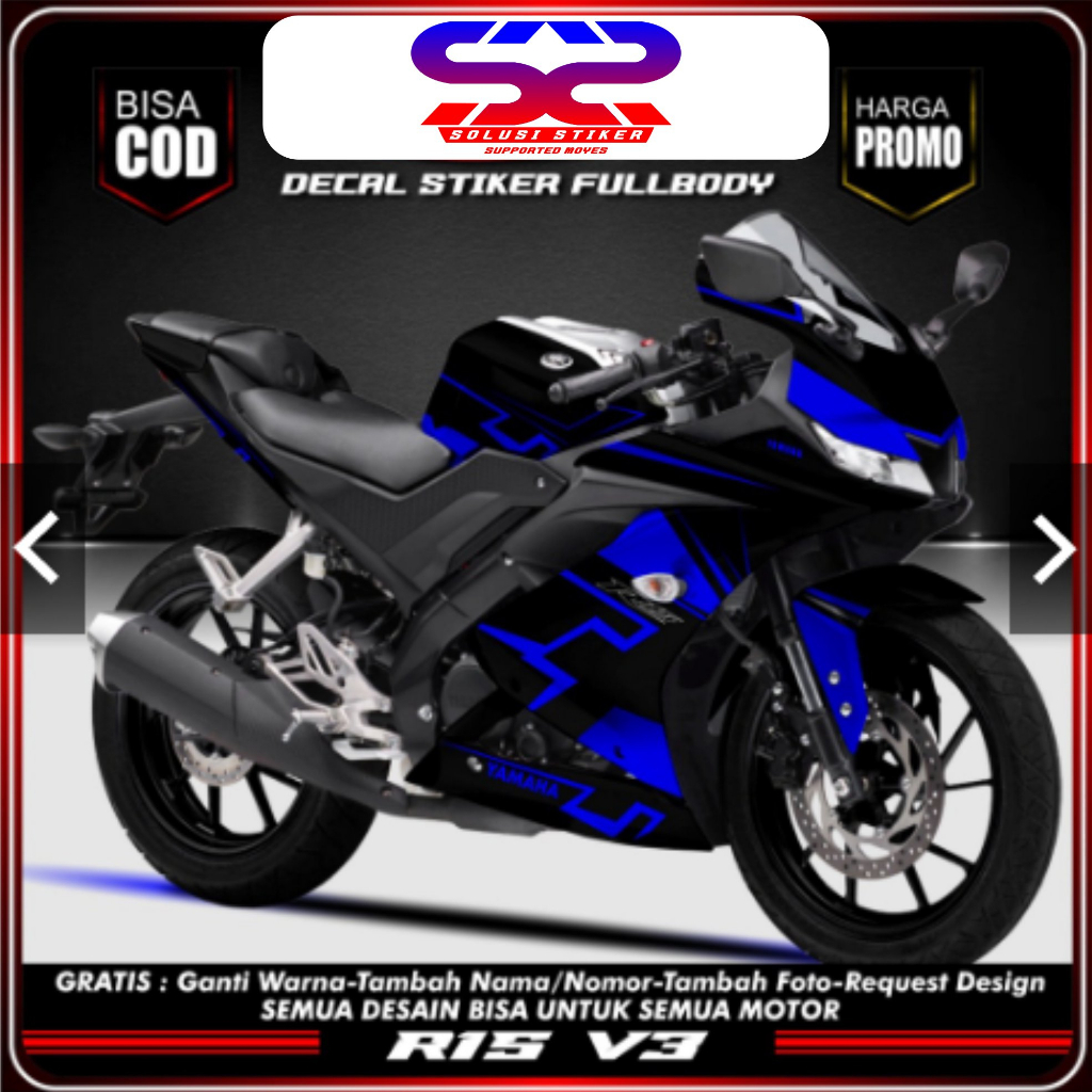 [Bayar Dirumah] Stiker Decal R15 V3 Desaind Biru FullBody Dekal R15 V3 Terbaru Keren FullBody
