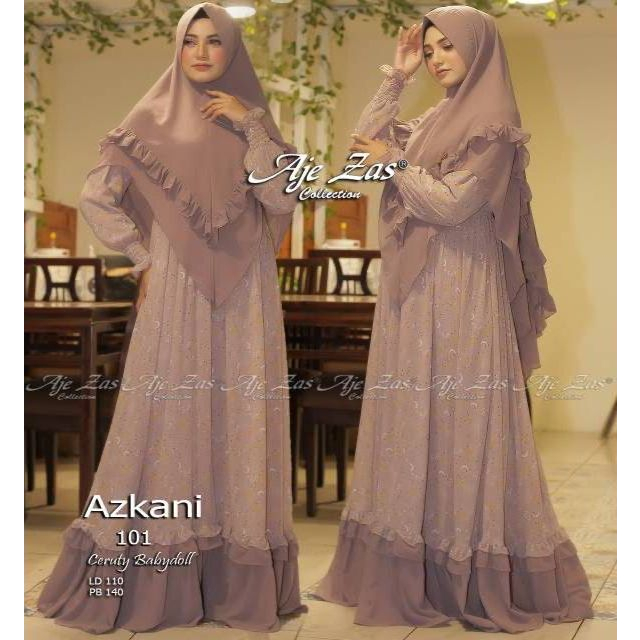 GAMIS SET SYARI - ORI AJE ZAS - KARINIA AZKANI SAMIRA CAHYANI DRESS SETELAN KHIMAR CERUTY