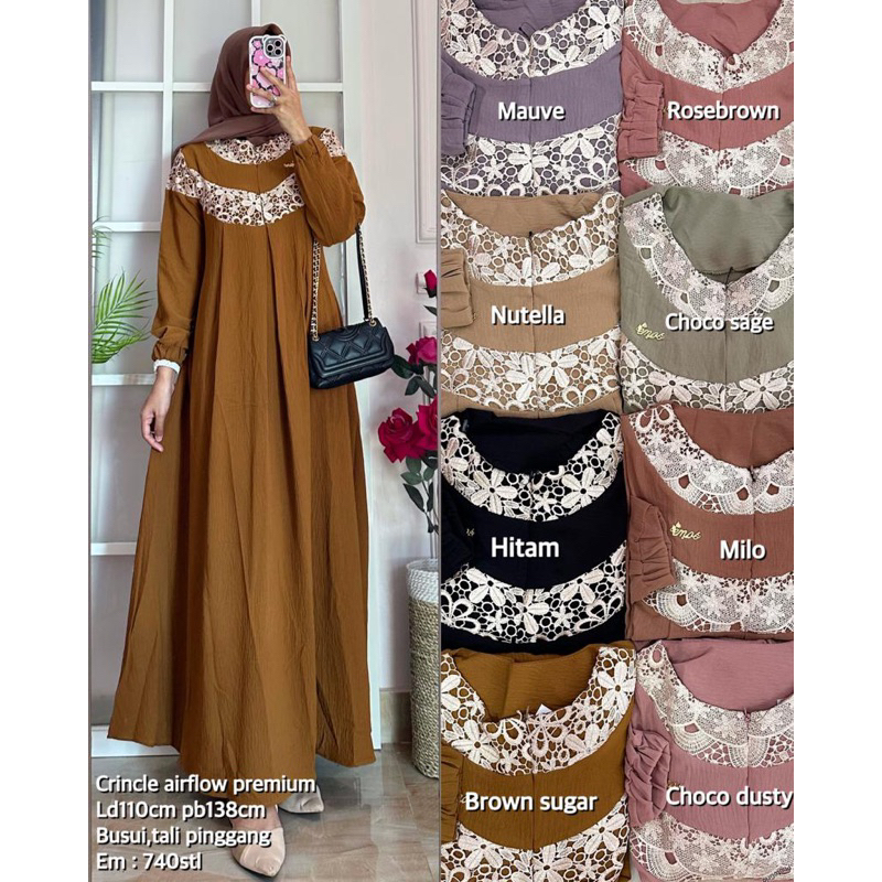 Gamis Emos Crincle Bordir 691✨
