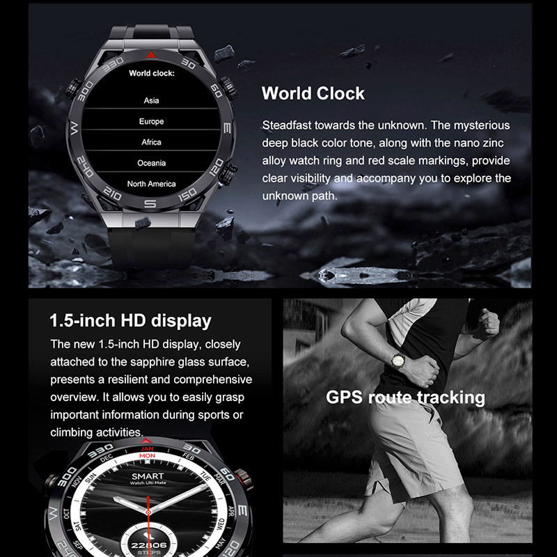 DT NO.1✅DT UltraMate 1.5inch Jam Tangan Pintar Pria Men Compass/GPS+NFC BT Call Bracelet Health Management Smart Watch