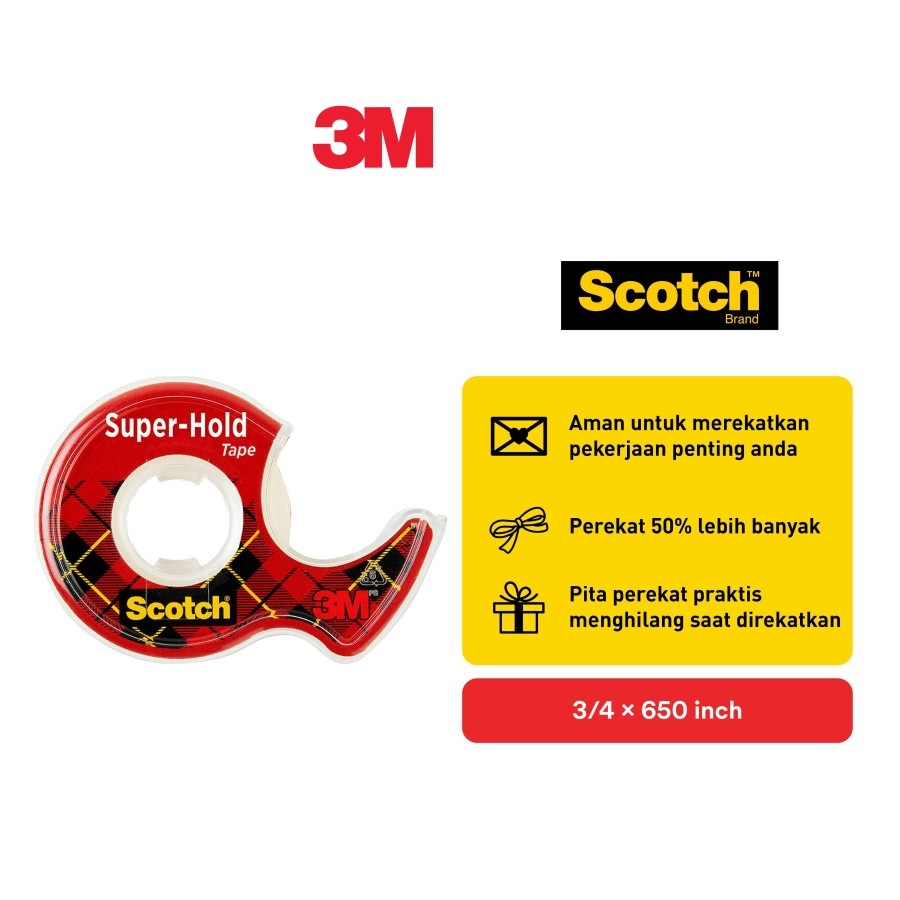 

Myhomey Scotch® 198 Super Hold Tape Dispenser Isolasi solatip bening kuat