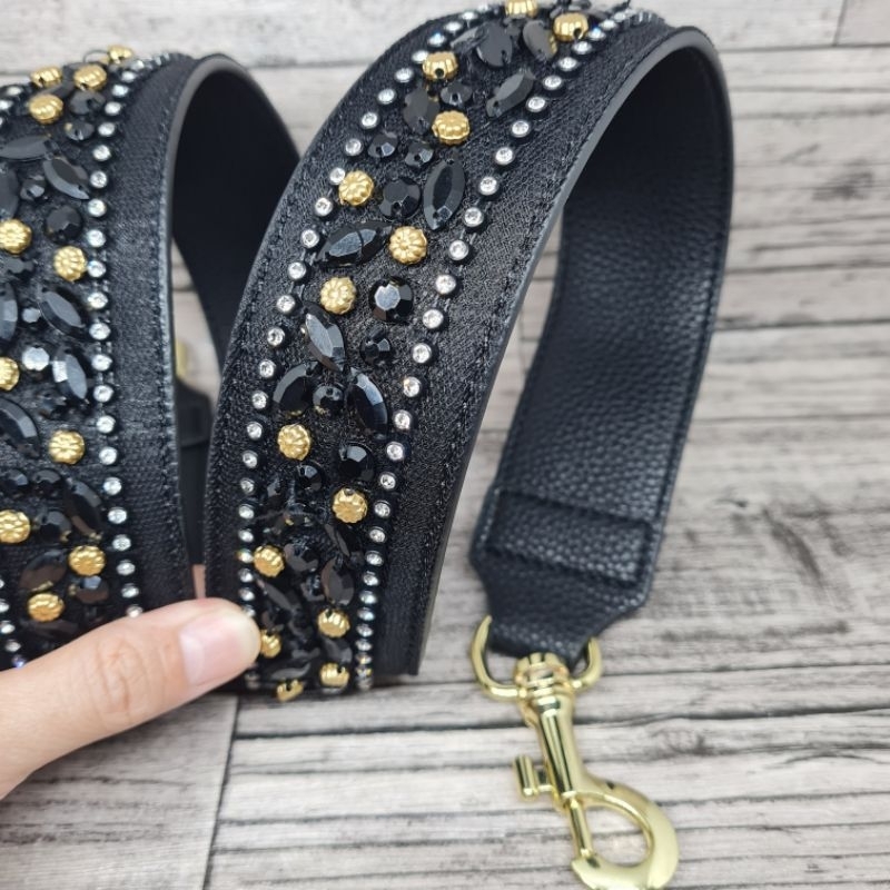 Leather Guitar flower embroidery bag strap / strap bordir panjang