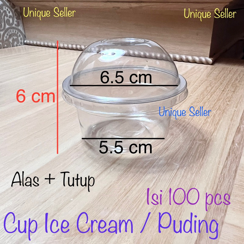 Cup Ice Cream Puding Mini isi 100 pcs / Cup Mochi Kue Roti Es Krim Puding Jelly Inaco