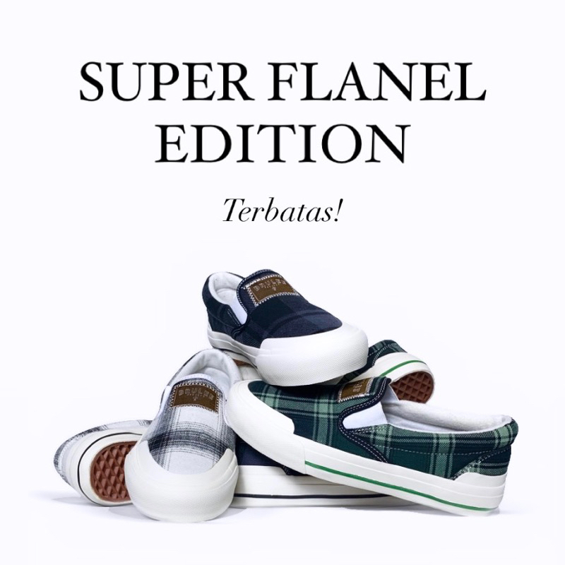 Brulee Project | Slip On Super Flanel | Green | Sepatu Slip On Berbahan Flanel