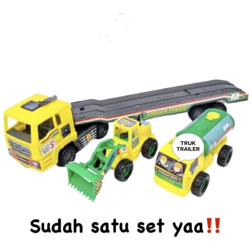 MAINAN TRUK KONTENER PENGANGKUT MOBIL-TRUK TRAILER KONSTRUKSI