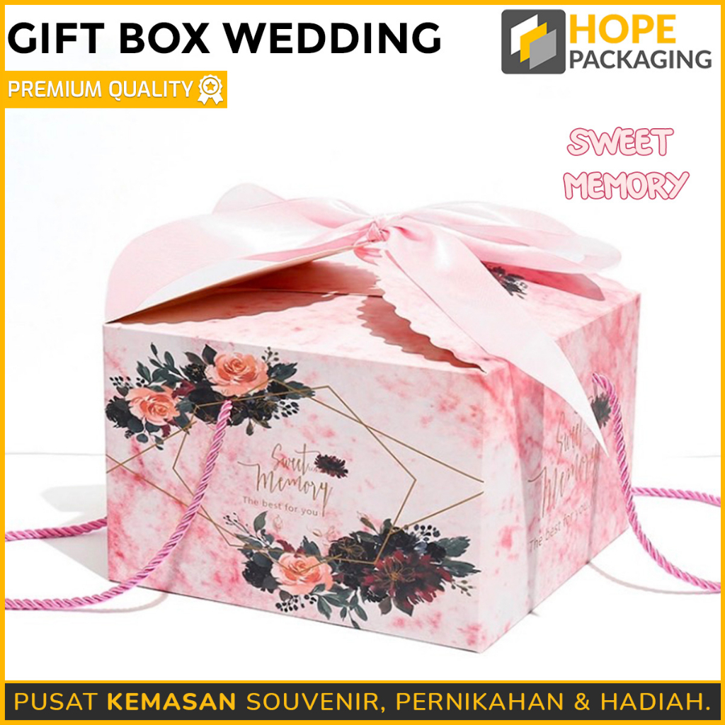 Gift box Wedding Dus hampers buat Happy Wedding Plus Pita Untuk Souvenir Pernikahan