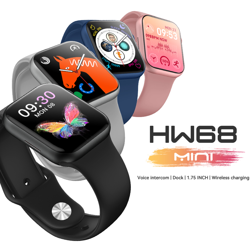 IWO HW68 mini Smart Watch 1.75 inch Screen 41mm PK38/40mm Bluetooth Call Wireless Charging IP67 Health Monitoring Long Standby Watches PK HW12 HW 18 HW67mini