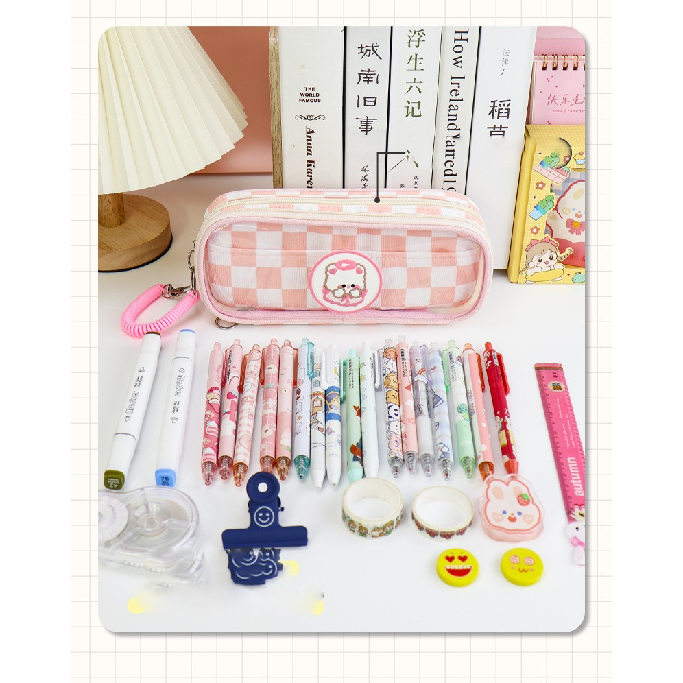 Tempat Kotak Pensil Pen Kapasitas Besar Dengan Pegangan Tangan CS017