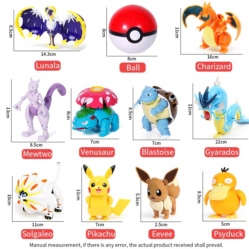 Pokeball Pokemon Pocket Monster Deformation Toy Pikachu Original New Mainan Anak Super Deformed Pikachu Mewtwo Anak Laki-laki Hadiah Ulang Tahun