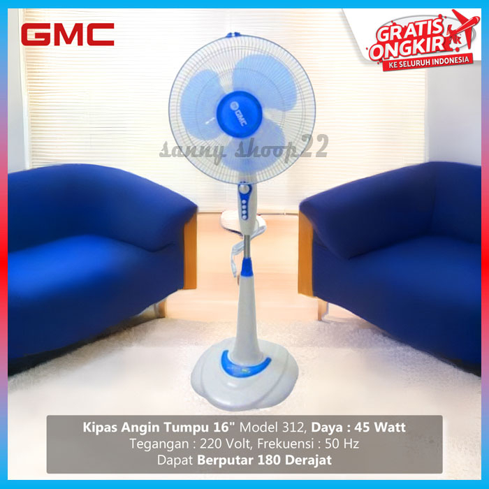 GMC 308/312 stand fan 16 inch kipas angin berdiri ANGIN SUPER KENCANG PROMO
