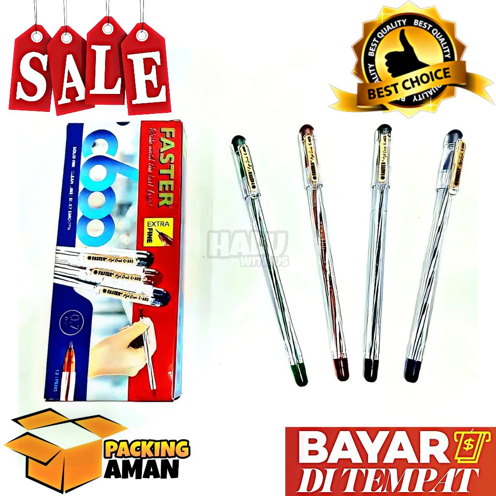 

(BISA COD) PROMO 12 Pcs Pulpen / Pena / Pen / Bolpen Faster C600 / Alat Tulis