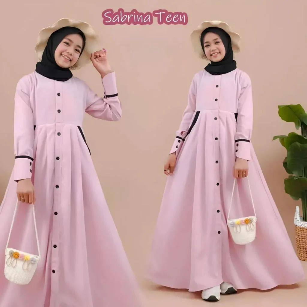 Big Sale Mamanda Saleha Gamis Anak Tanggung Perempuan Umur 10-15 Tahun Kancing Hidup Sabrina Ten Kids