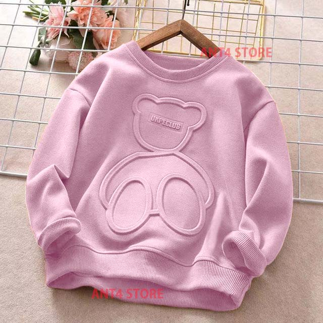 SWEATER 3D TIMBUL jaket anak perempuan umur 2 - 12 tahun crewneck bear emboss