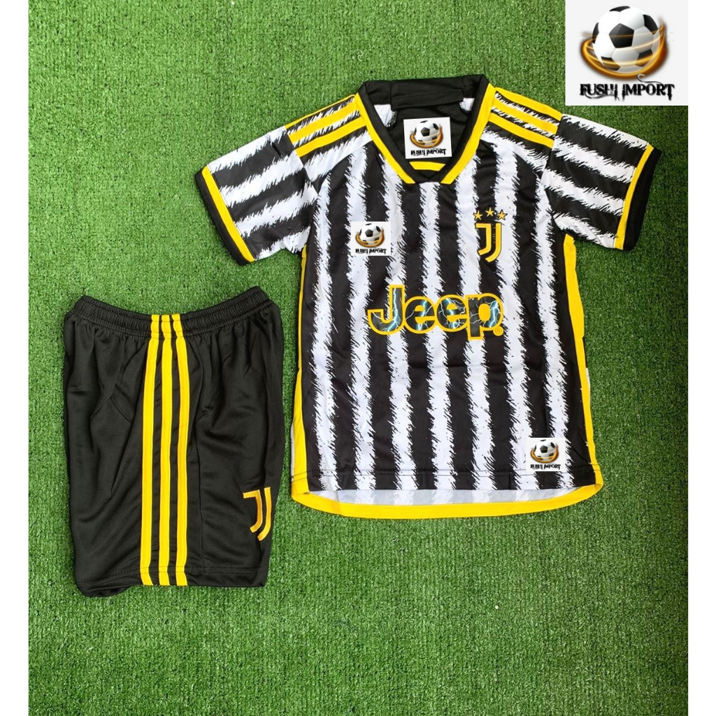 Setelan Jersey Baju Bola Anak Juventus Home Kids 2023 2024 Fullset Satu Set Grade Ori