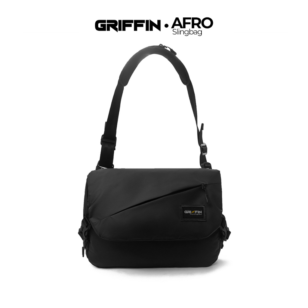 Tas Sling Bag Laptop Pria Waterproof Hitam Elegan Afro by Griffin