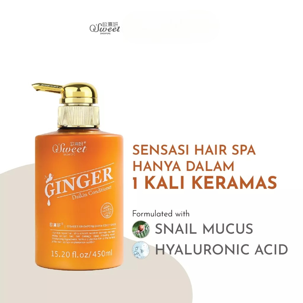 OSWEET Ginger Shampoo Daikin Conditioner - Perawatan Rambut Rusak Rontok Patah Frizzy Kulit Kepala Berminyak