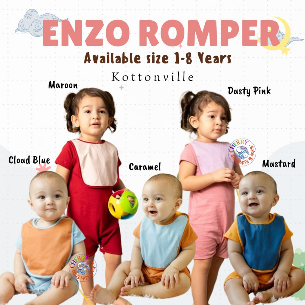 Kottonville Enzo Romper 0-2 Tahun Romper Dengan Bib Boy Girl CBKS