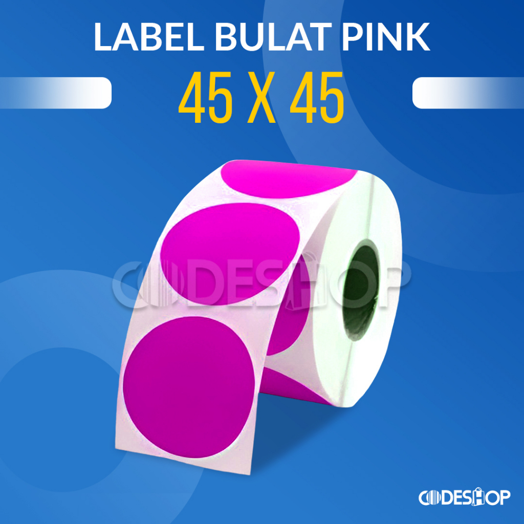 Label Stiker Bulat 45x45 mm Thermal Sticker Warna Pink 45 x 45 Isi 200