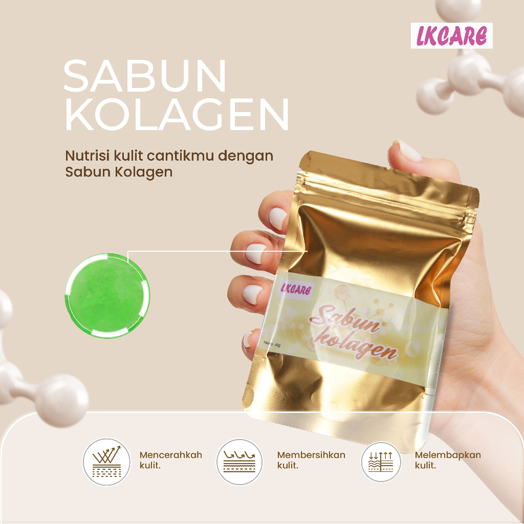 Collagen Body and Face Soap merk LKCARE BPOM Sabun Kolagen Wajah dan Tubuh kecilkan pori-pori mencerahkan memutihkan membersihkan melembabkan melembutkan anti aging