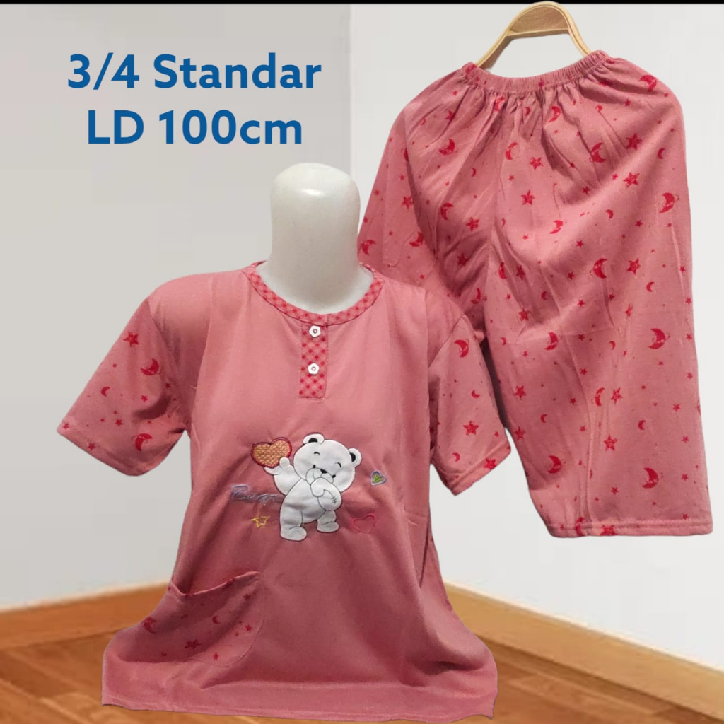 Babydoll Wanita Dewasa 3/4 Standar Kaos Celana Kulot LD 100cm