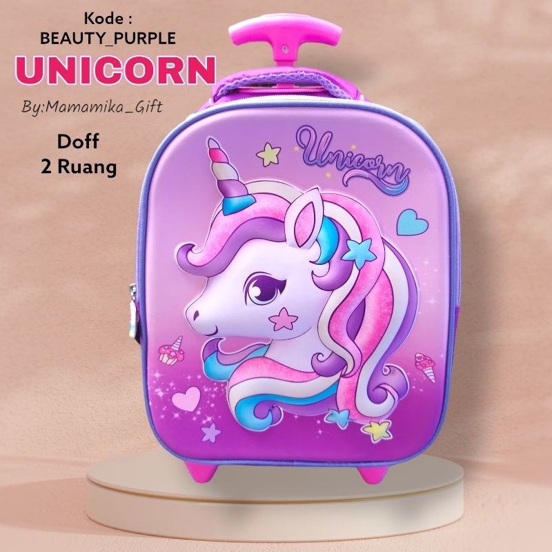 RANSEL TROLLEY ANAK PREMIUM MOTIF UNICORN / TAS TROLI SEKOLAH ANAK TK