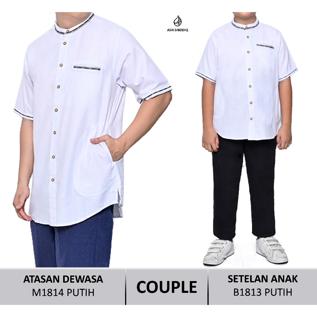 Tokoashshiddiq - [COUPLE] Baju Kemeja Koko Pria Dewasa dan Setelan Celana Kemeja Koko Anak Usia 3-13
