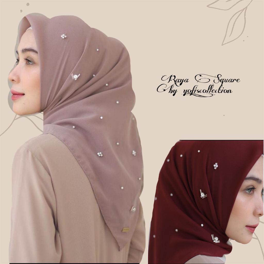 HIJAB RAYA SQUARE  / hijab segiempat payet swarovski bahan voal premium tebal termurah
